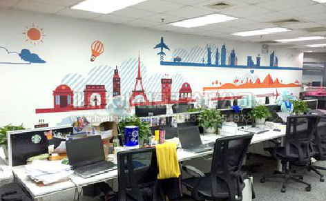 屏山教你设计办公室墙绘的方法。